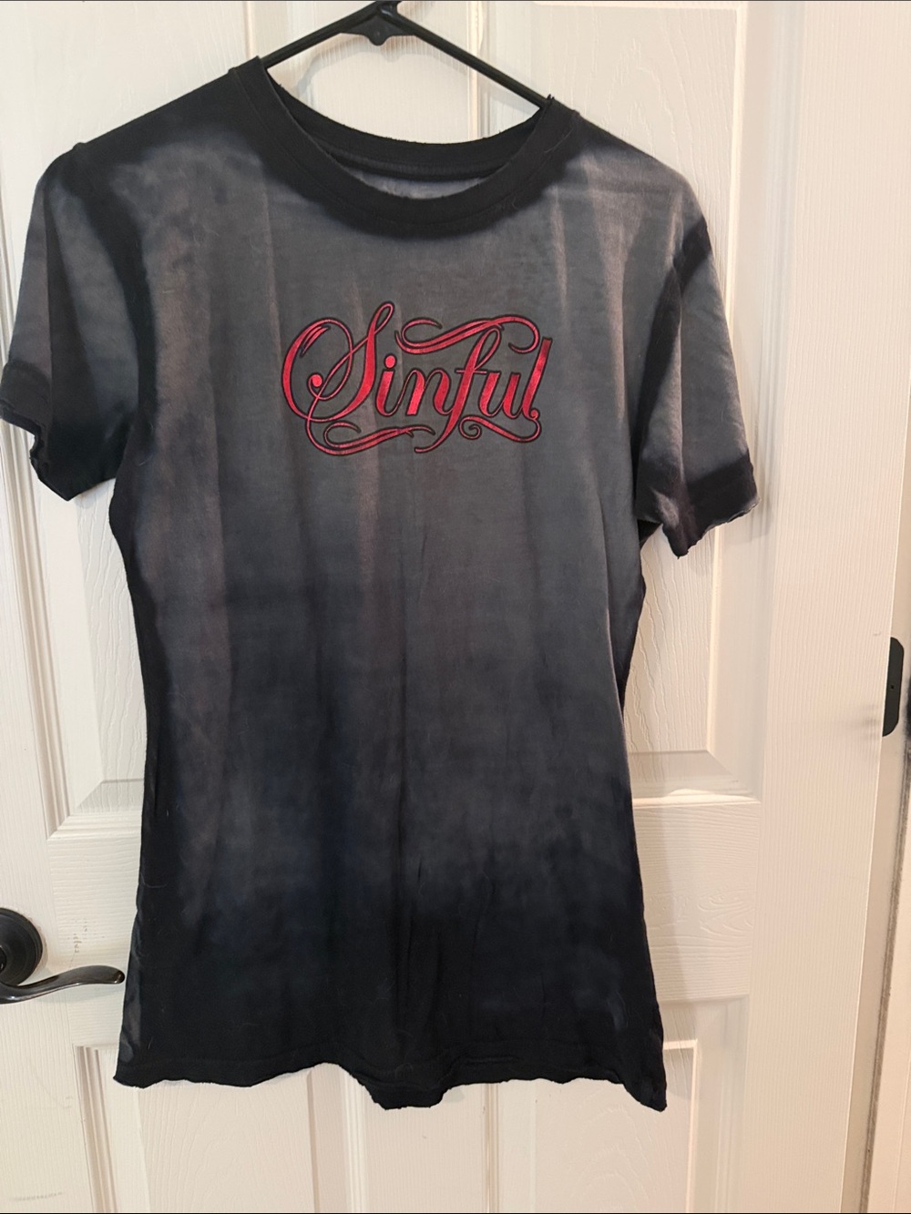 Sinful Black Tee with White Script Logo